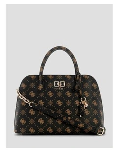 Emelie Satchel Bag in Brown Logo