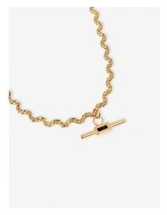 Genevieve Wavy T-Bar Necklace - 18K Gold Plated
