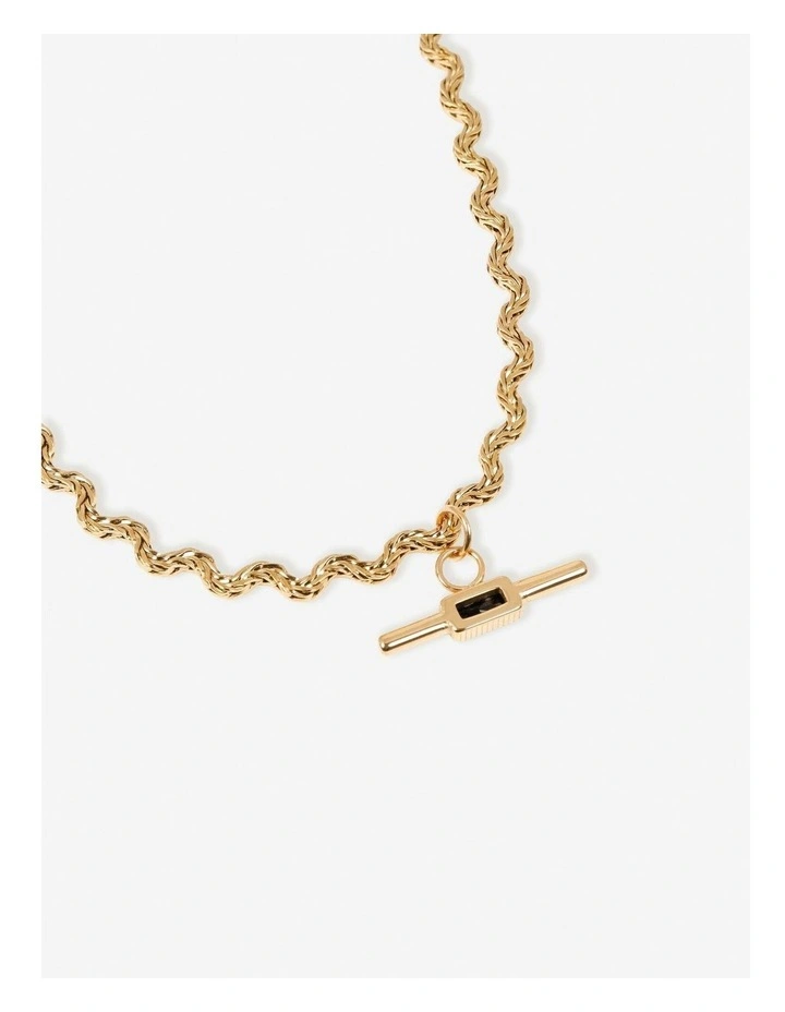 Genevieve Wavy T-Bar Necklace - 18K Gold Plated image 1