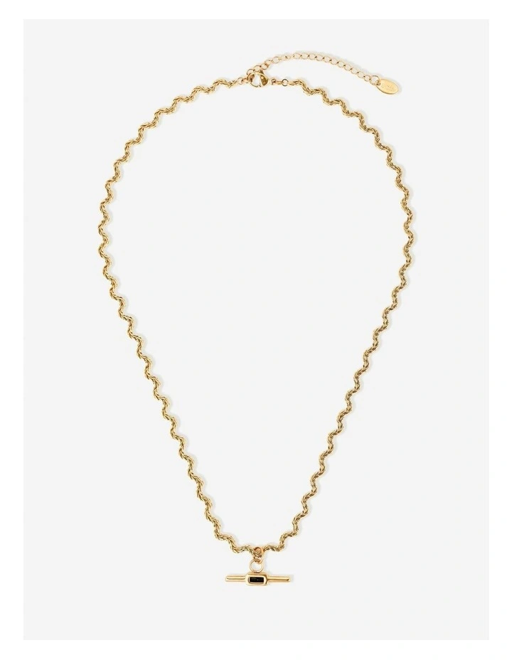Genevieve Wavy T-Bar Necklace - 18K Gold Plated image 3