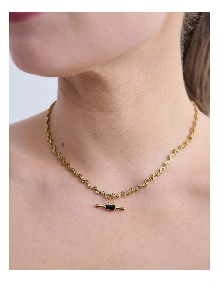 Genevieve Wavy T-Bar Necklace - 18K Gold Plated image 4