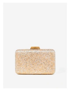 Enna Crystal Satin Clutch - Champagne