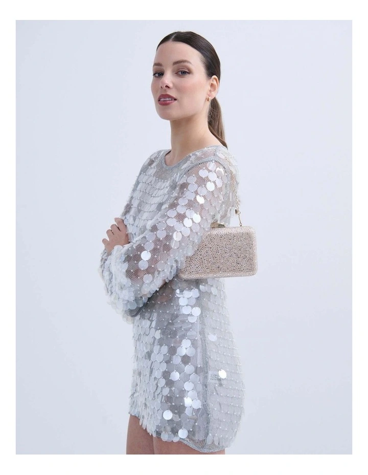 Enna Crystal Satin Clutch - Champagne image 4