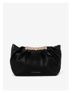 Aura Gathered Clutch Bag - Black
