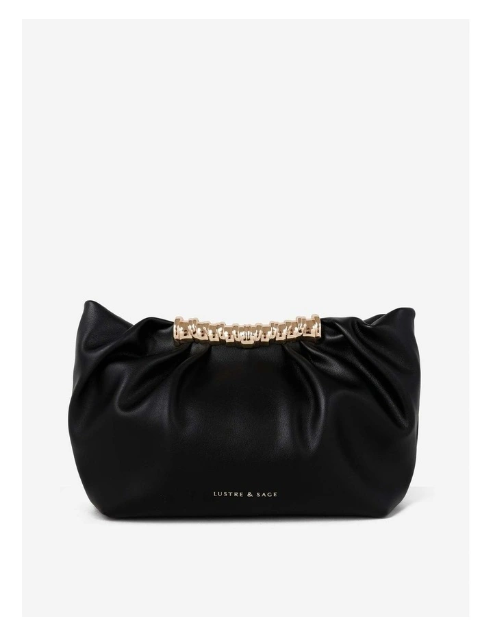 Aura Gathered Clutch Bag - Black image 1