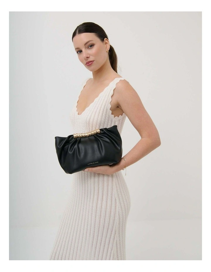 Aura Gathered Clutch Bag - Black image 2