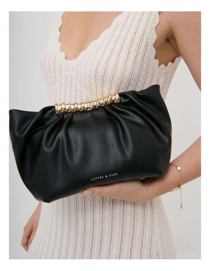 Aura Gathered Clutch Bag - Black image 3