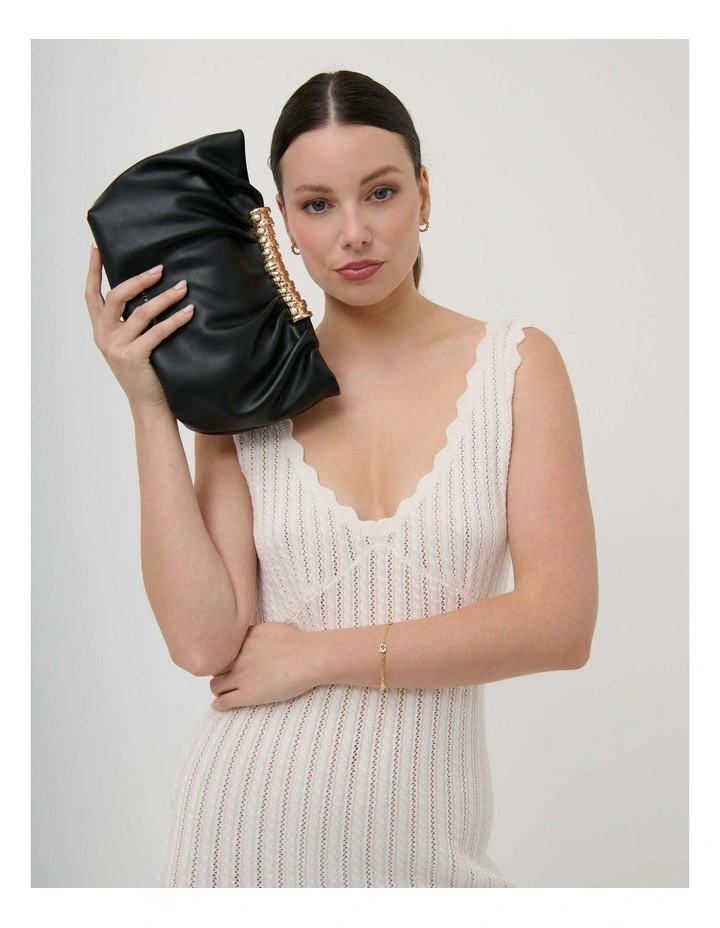 Aura Gathered Clutch Bag - Black image 6