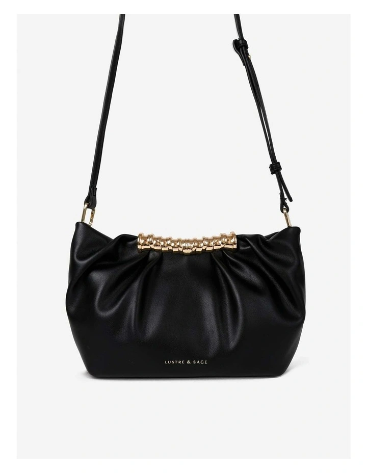Aura Gathered Clutch Bag - Black image 7