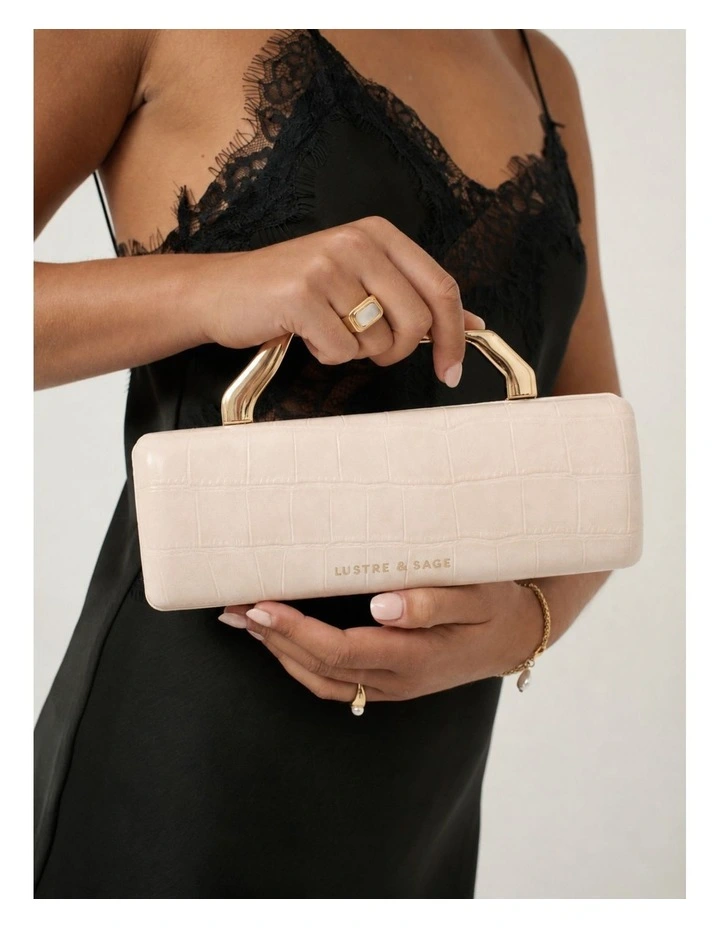 Celeste Croc Clutch - Cream image 2