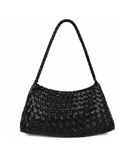 Roselle Woven Shoulder Bag - Black