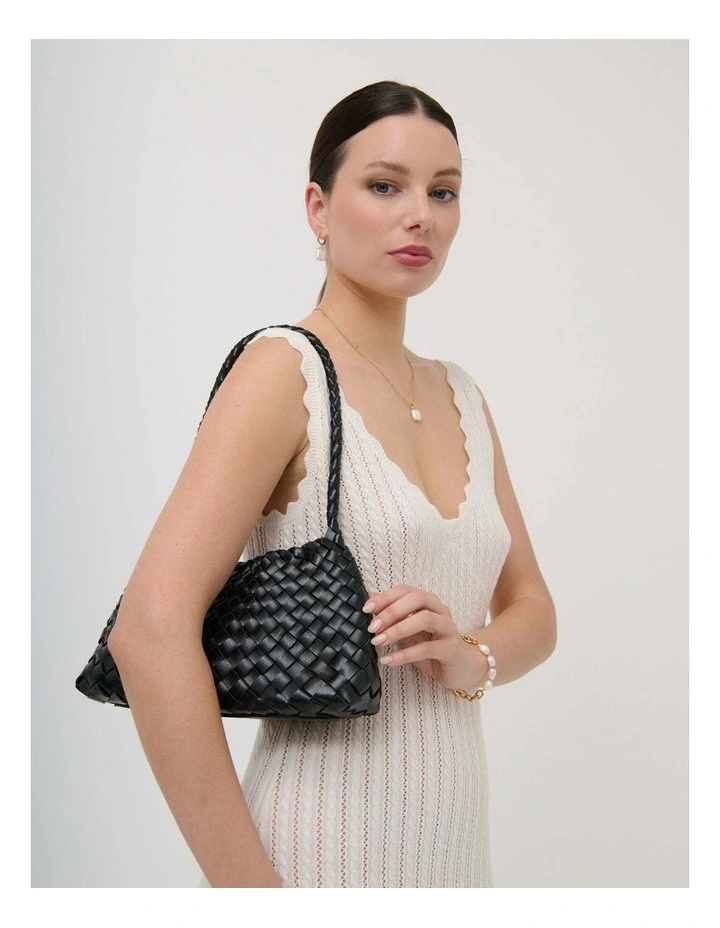Roselle Woven Shoulder Bag - Black image 2