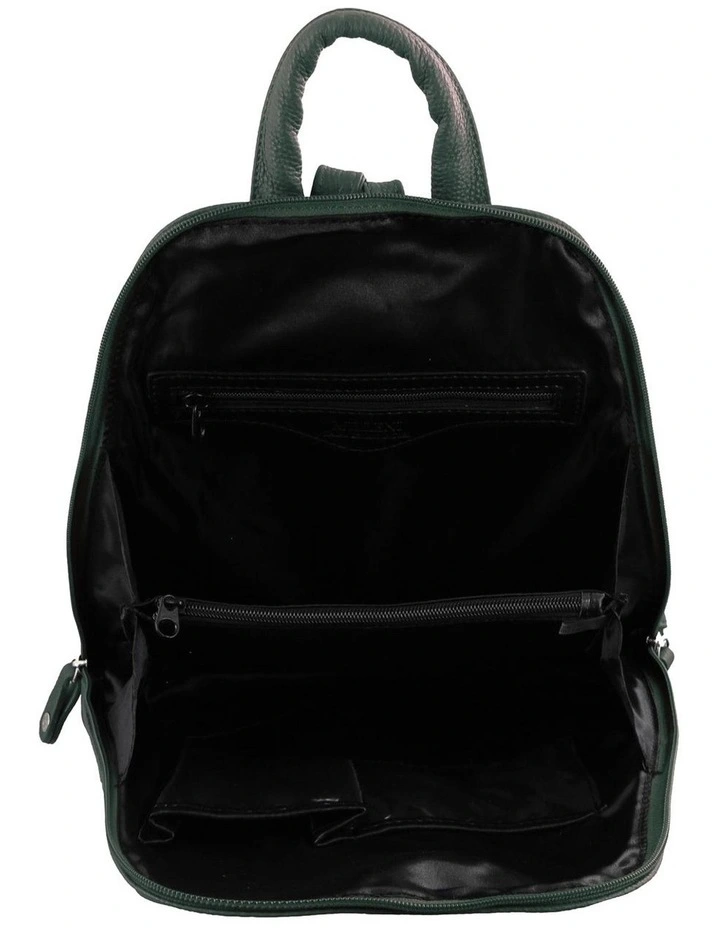 Milleni Genuine Leather Twin Zip Backpack in Olive Green image 2