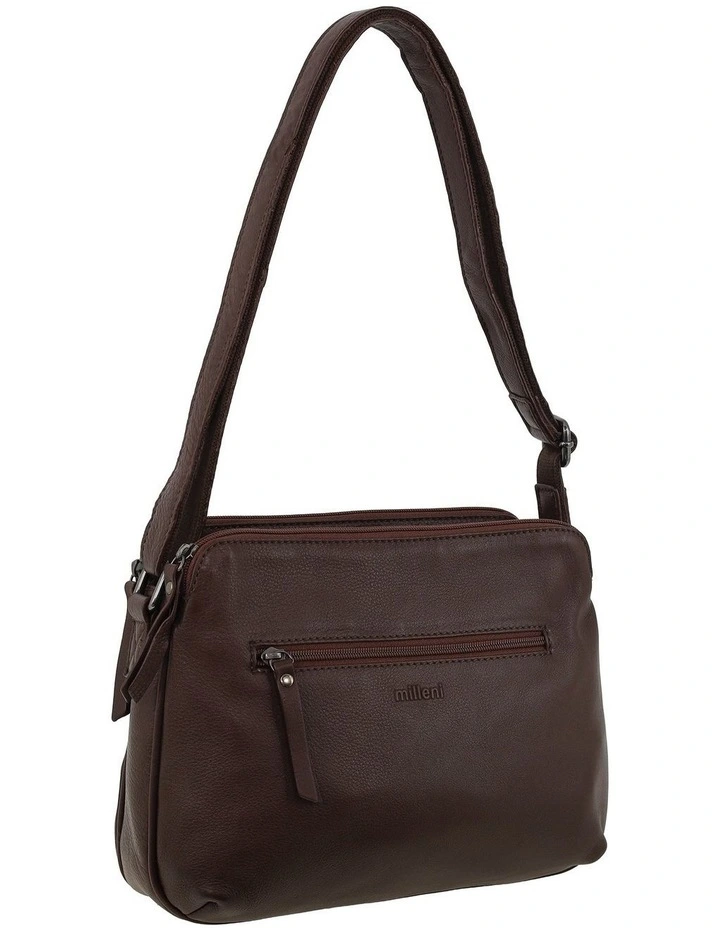 Milleni Genuine Leather Crossbody Bag in Chocolate image 1