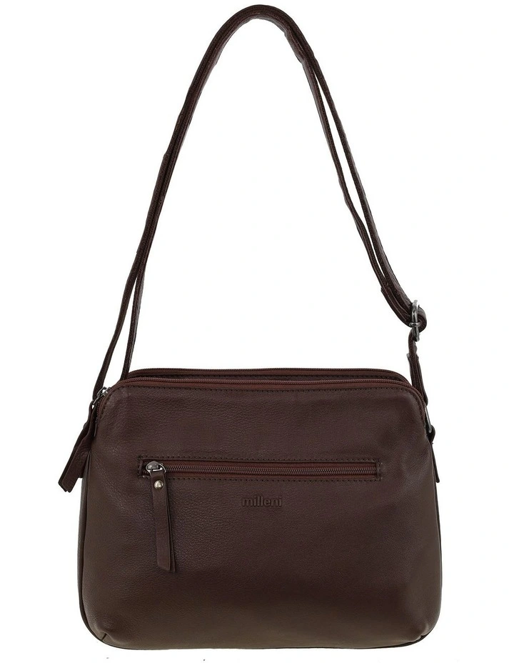 Milleni Genuine Leather Crossbody Bag in Chocolate image 2
