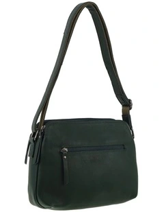 Milleni Genuine Leather Crossbody Bag in Olive Green