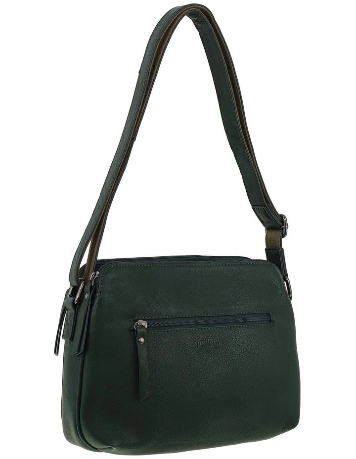 Milleni Genuine Leather Crossbody Bag in Olive Green image 1