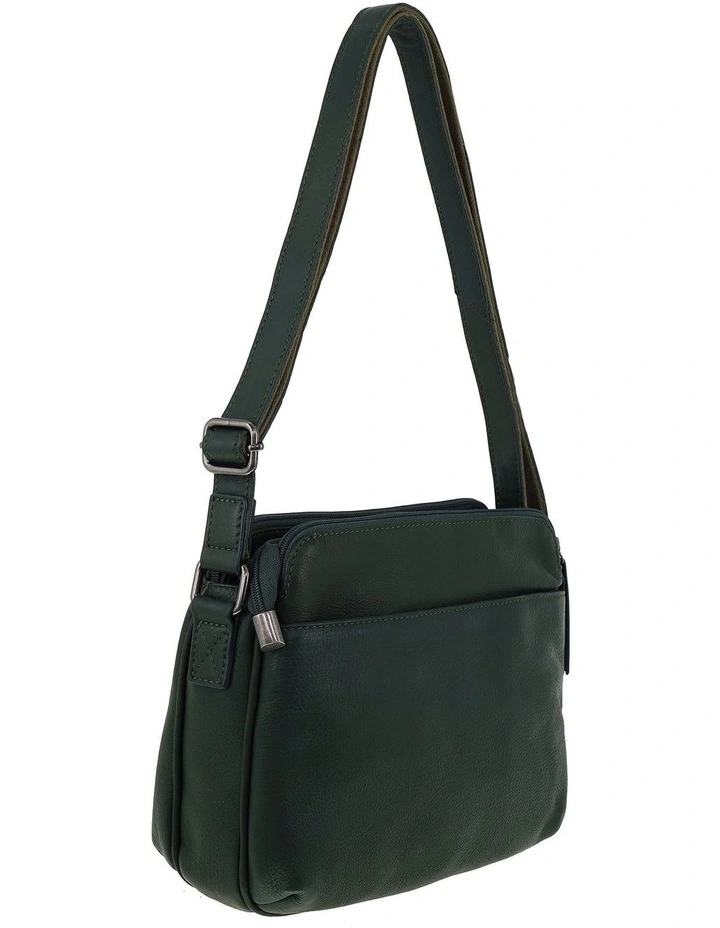 Milleni Genuine Leather Crossbody Bag in Olive Green image 3