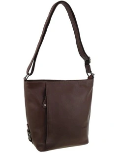 Milleni Genuine Leather Bucket Crossbody Bag in Chocolate