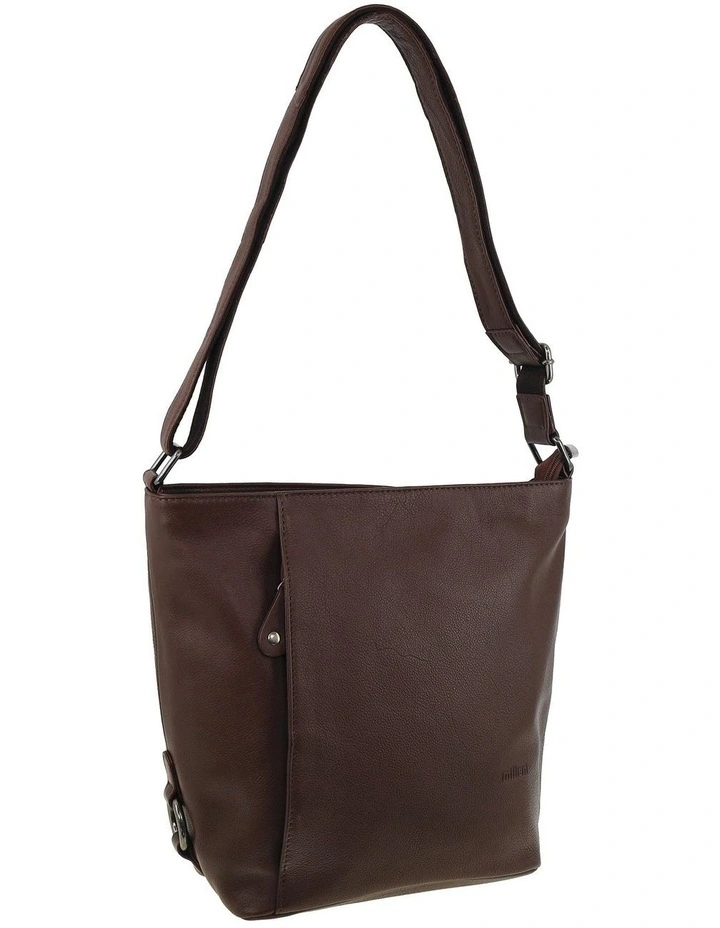 Milleni Genuine Leather Bucket Crossbody Bag in Chocolate image 1
