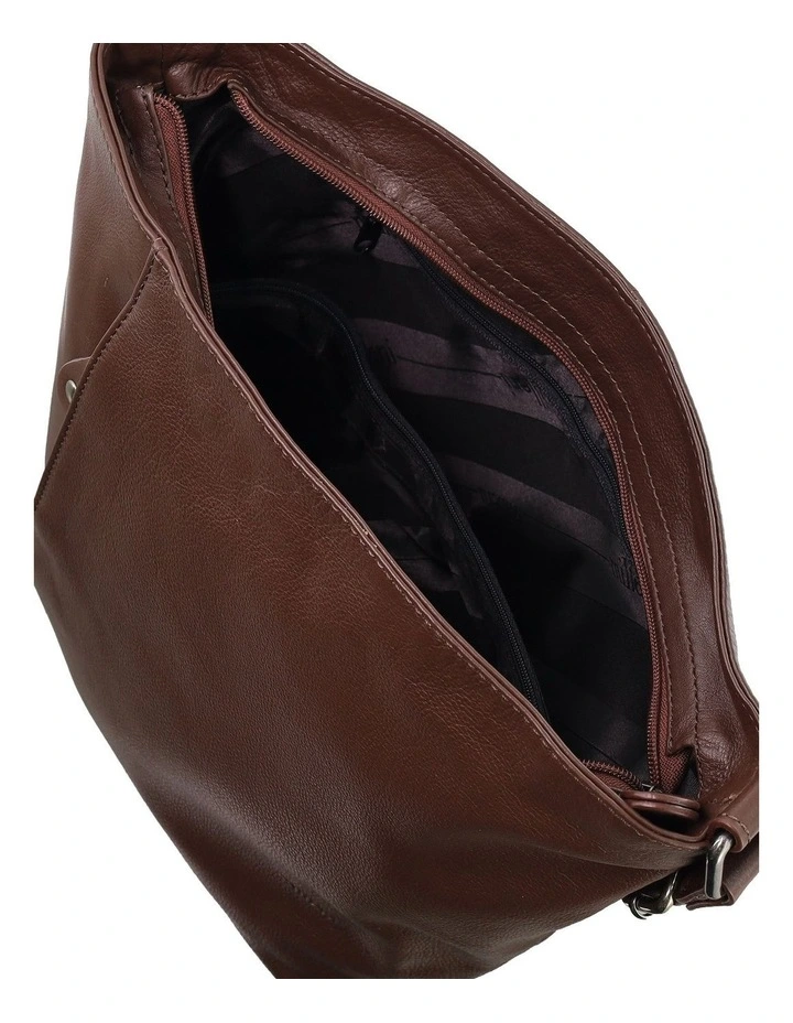 Milleni Genuine Leather Bucket Crossbody Bag in Chocolate image 2