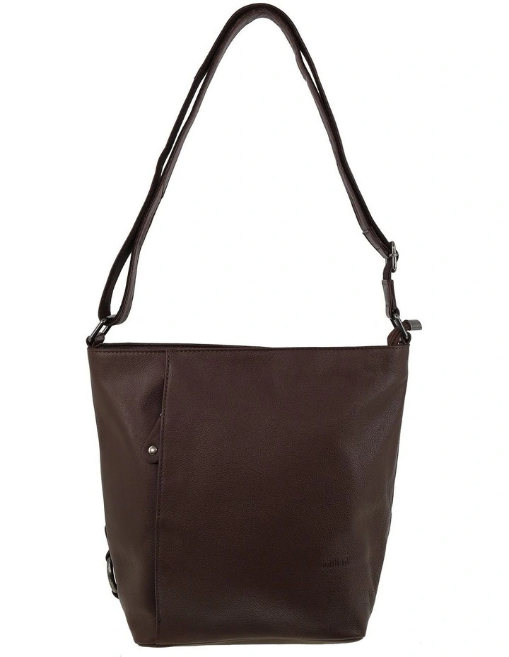 Milleni Genuine Leather Bucket Crossbody Bag in Chocolate image 2