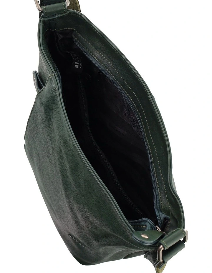 Milleni Genuine Leather Bucket Crossbody Bag in Olive Green image 2