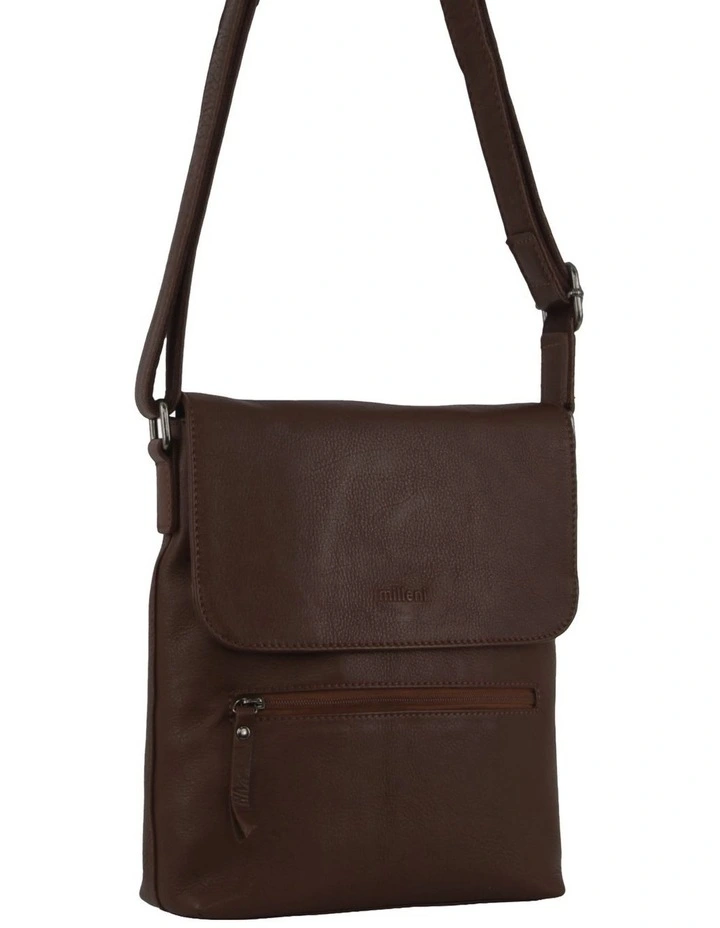 Milleni Genuine Leather Everyday Crossbody Bag in Chocolate image 3