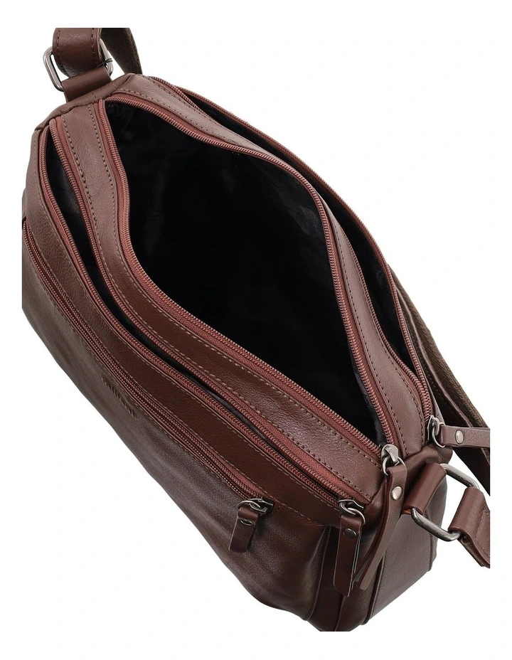 Milleni Genuine Leather Crossbody Bag in Chocolate image 2