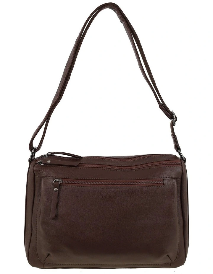 Milleni Genuine Leather Crossbody Bag in Chocolate image 2