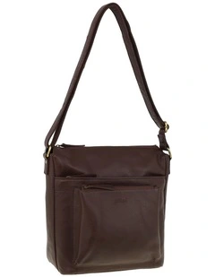 Milleni Genuine Leather Crossbody Bag in Chocolate