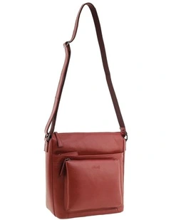 Milleni Genuine Leather Crossbody Bag in Red