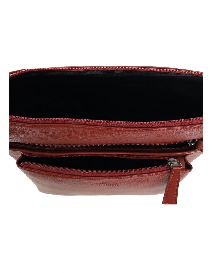 Milleni Genuine Leather Crossbody Bag in Red image 2