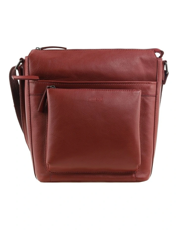 Milleni Genuine Leather Crossbody Bag in Red image 3