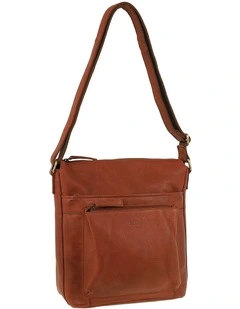 Milleni Genuine Leather Crossbody Bag in Cognac