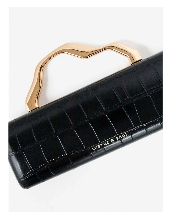 Celeste Croc Clutch - Black image 3