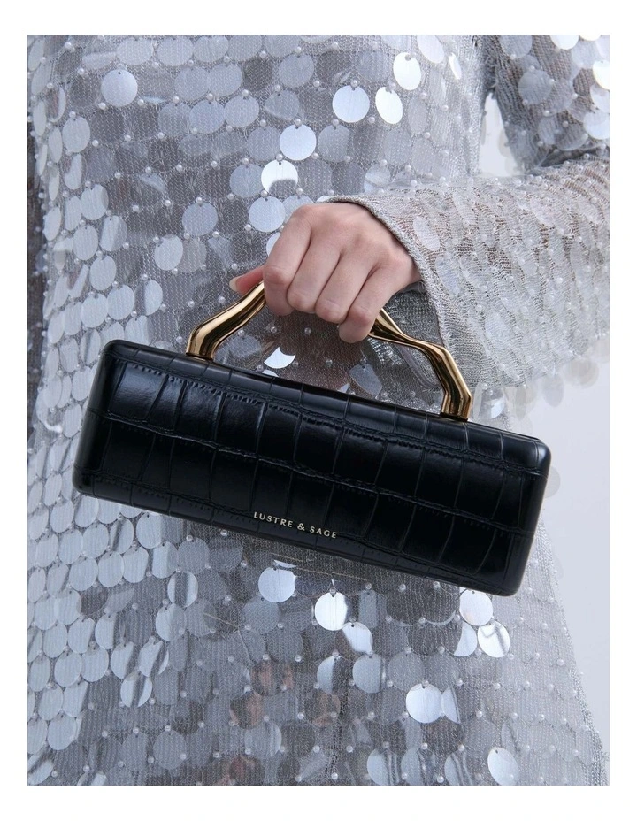 Celeste Croc Clutch - Black image 4