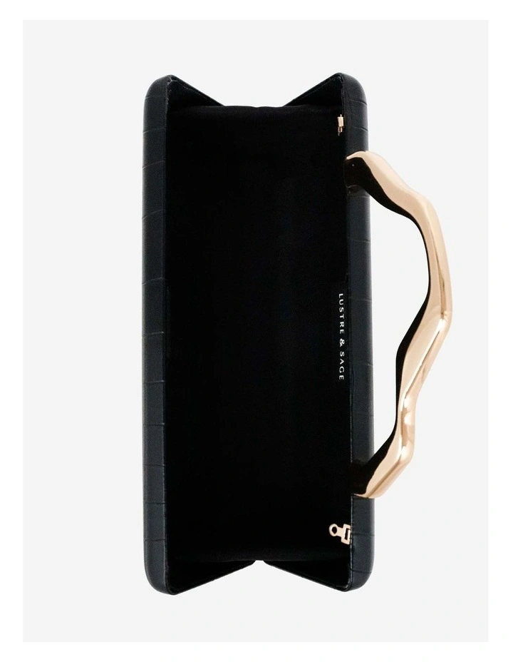 Celeste Croc Clutch - Black image 6