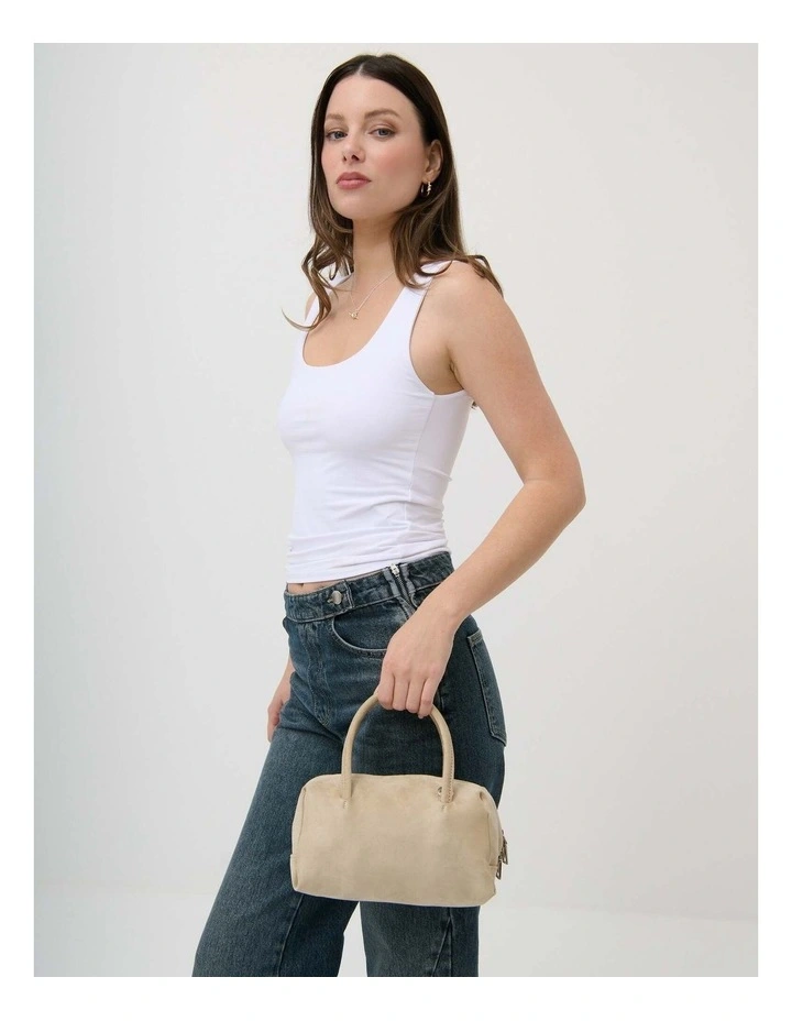 Tory Suede Crossbody Bag - Stone image 4