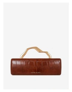 Celeste Croc Clutch - Brown