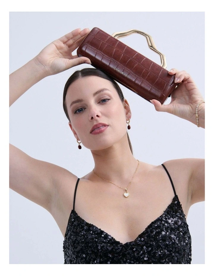 Celeste Croc Clutch - Brown image 6