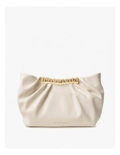 Aura Gathered Clutch Bag - Cream