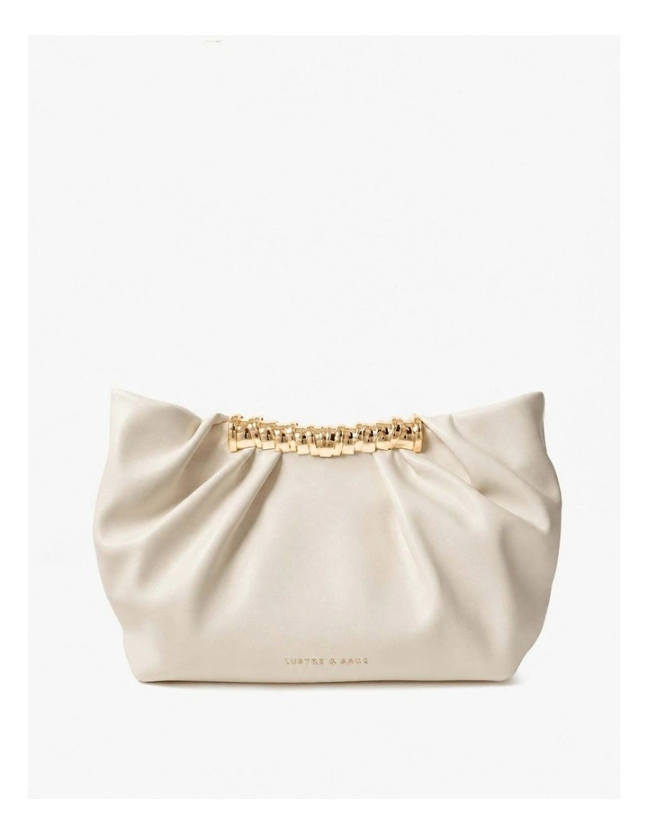Aura Gathered Clutch Bag - Cream image 1