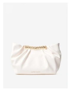 Aura Gathered Clutch Bag - Cream