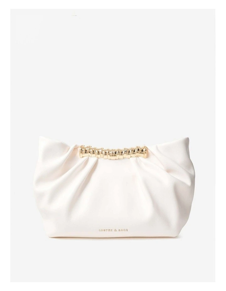 Aura Gathered Clutch Bag - Cream image 1