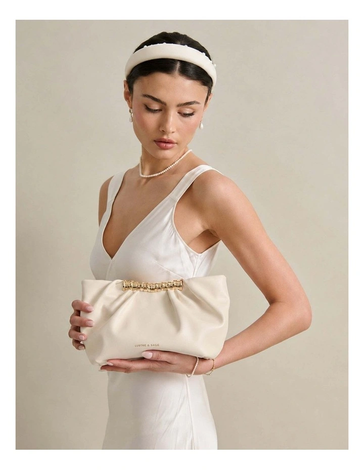 Aura Gathered Clutch Bag - Cream image 2