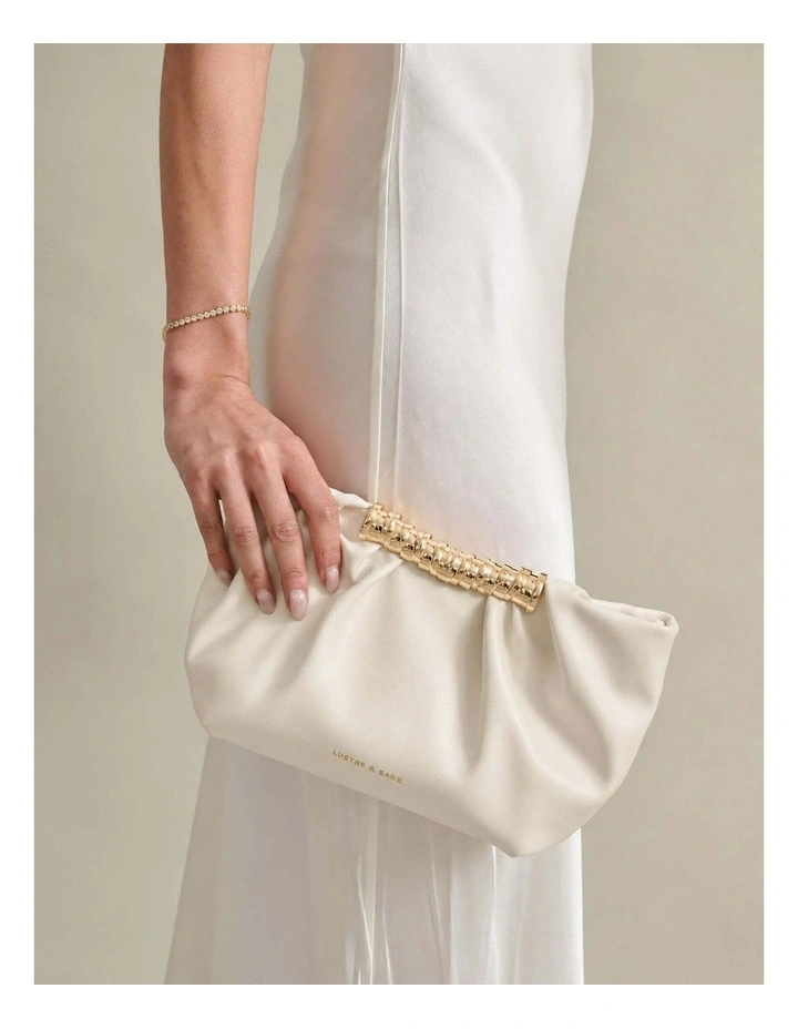 Aura Gathered Clutch Bag - Cream image 4