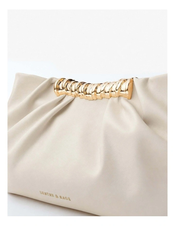 Aura Gathered Clutch Bag - Cream image 5