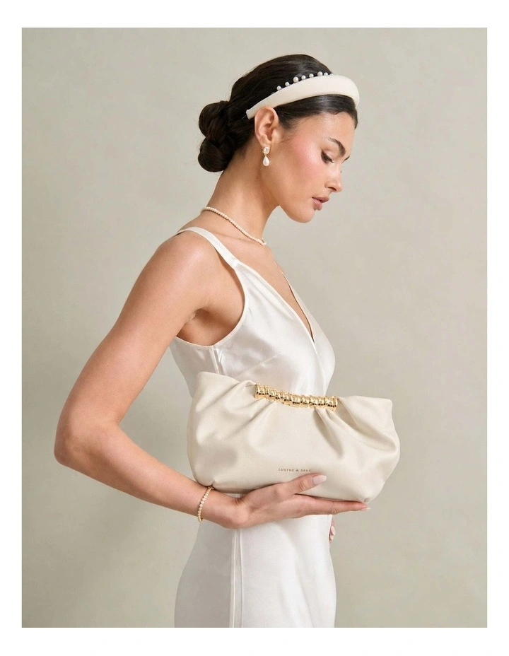 Aura Gathered Clutch Bag - Cream image 6