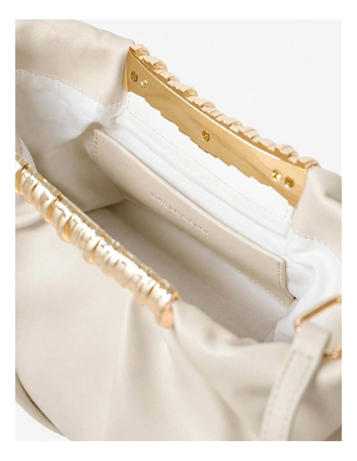 Aura Gathered Clutch Bag - Cream image 7